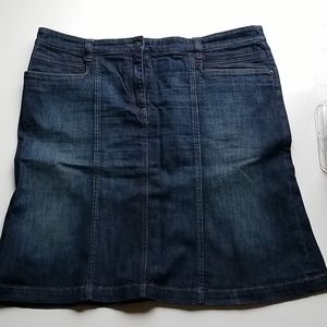 New York & Company Denim Flare Skirt Dark